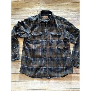 Vintage 90's Orvis Men's Brown Plaid Cotton FLANNEL Workwear Shirt Jacket Coat